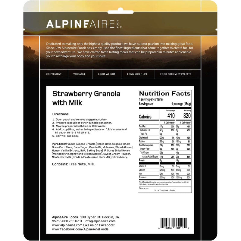 Load image into Gallery viewer, AlpineAire Strawberry Granola with Milk