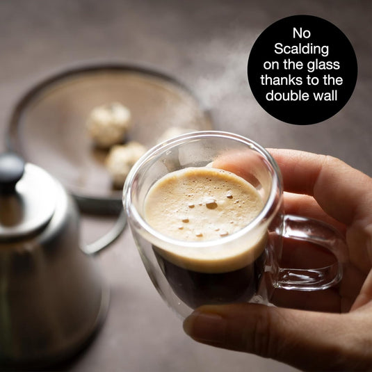 Barista 2 x 2.7 oz Coffee Glasses Double Walled - Double-Walled Glasses for Coffee, Tea or Dessert - Dishwasher Safe by Moritz & Moritz