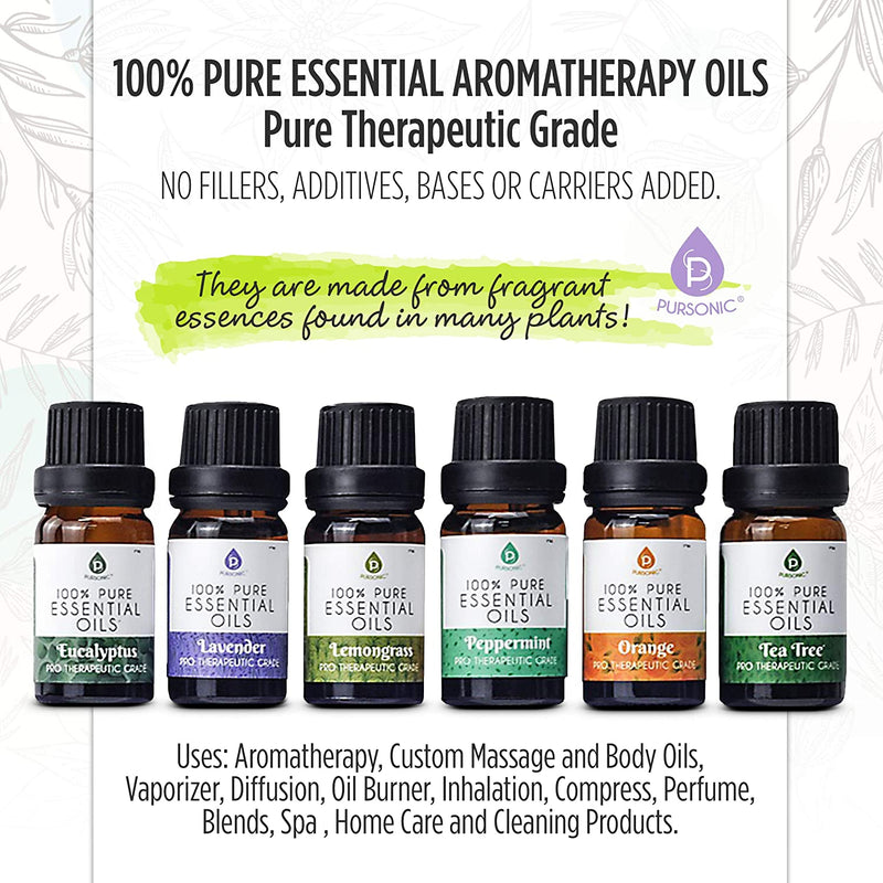 Load image into Gallery viewer, 6 Pack of 100% Pure Essential Aromatherapy Oils by Pursonic