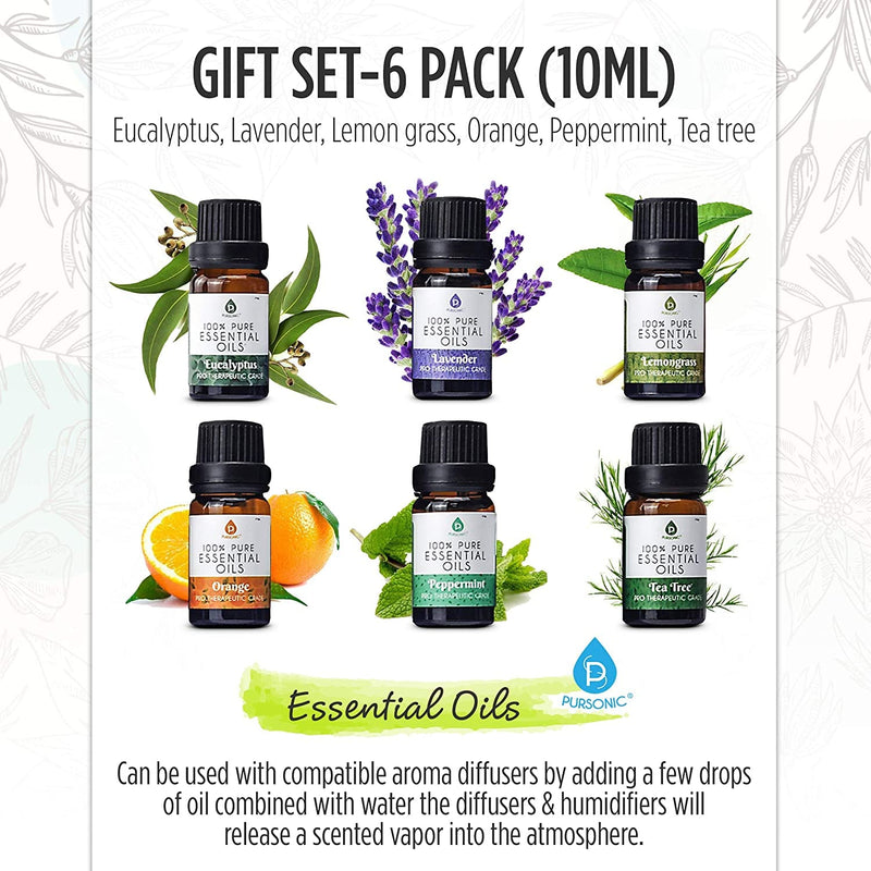 Load image into Gallery viewer, 6 Pack of 100% Pure Essential Aromatherapy Oils by Pursonic