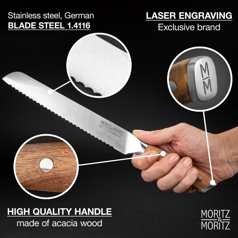 Load image into Gallery viewer, German Steel Professional Bread Knife (8 inches) by Moritz & Moritz