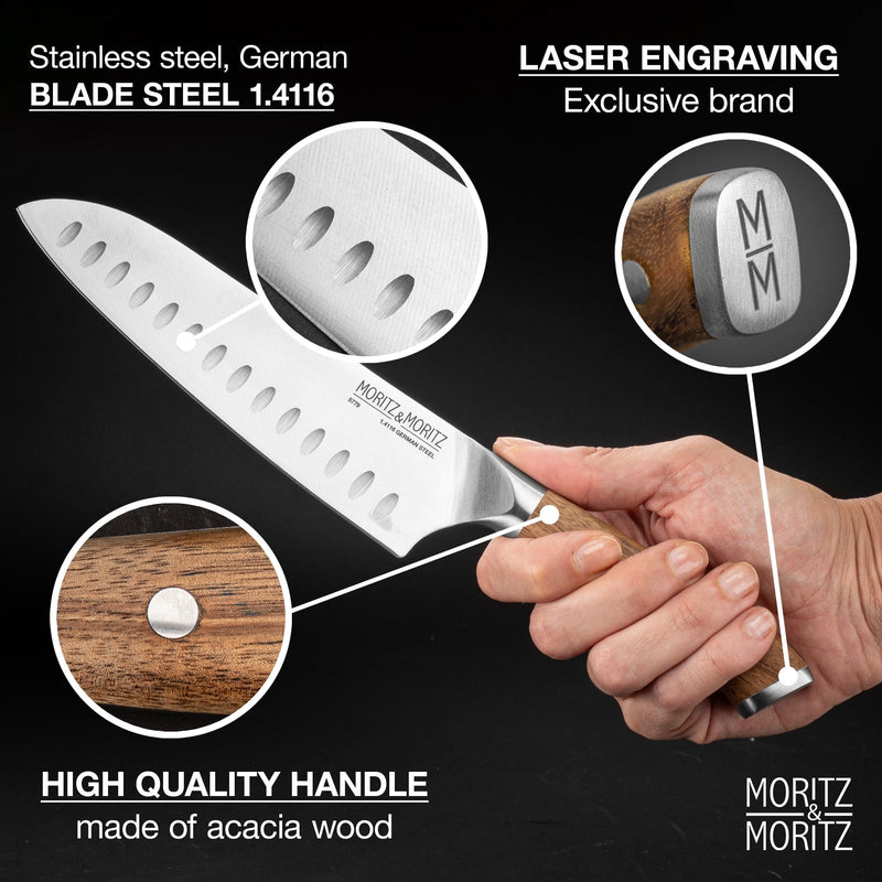 Load image into Gallery viewer, German Steel Professional Santoku Knife (7 inches) by Moritz & Moritz