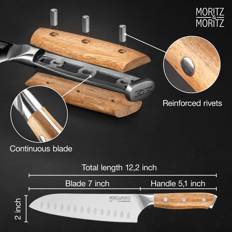 Load image into Gallery viewer, German Steel Professional Santoku Knife (7 inches) by Moritz & Moritz