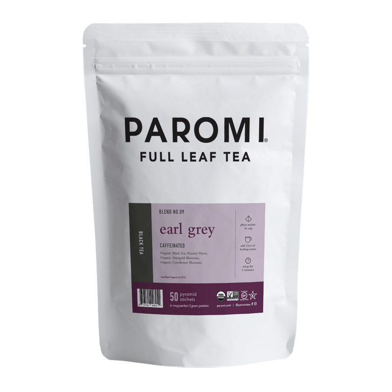 Load image into Gallery viewer, Organic Earl Grey Black Tea, Full Leaf, in Pyramid Tea Bags by Paromi Tea