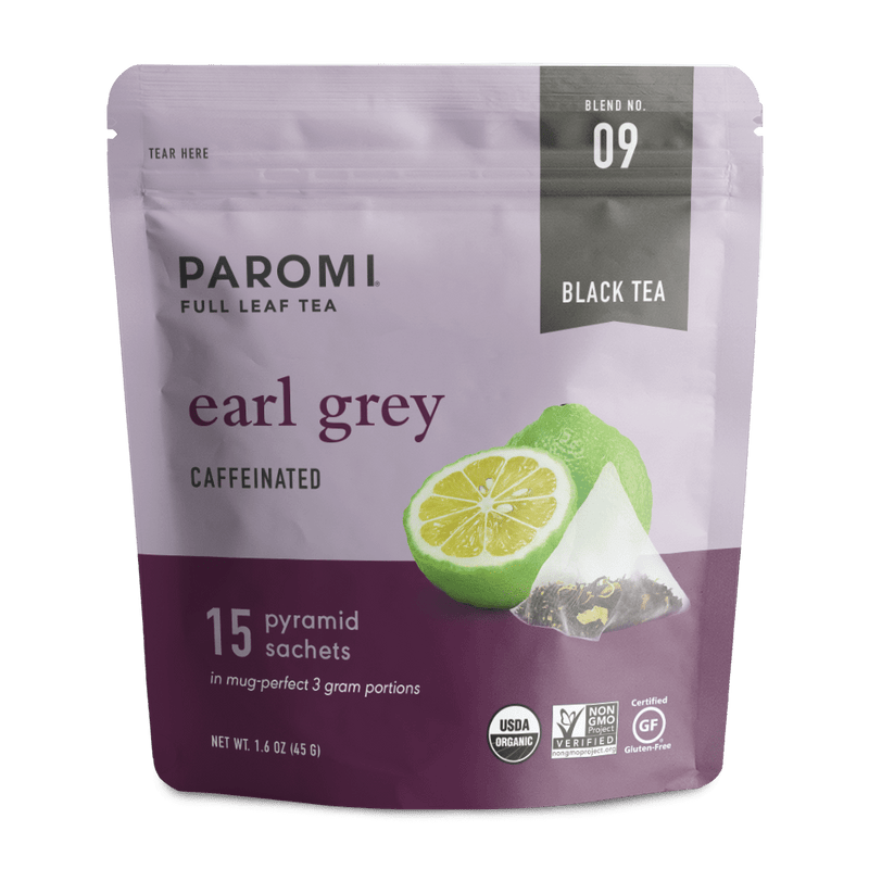 Load image into Gallery viewer, Organic Earl Grey Black Tea, Full Leaf, in Pyramid Tea Bags by Paromi Tea