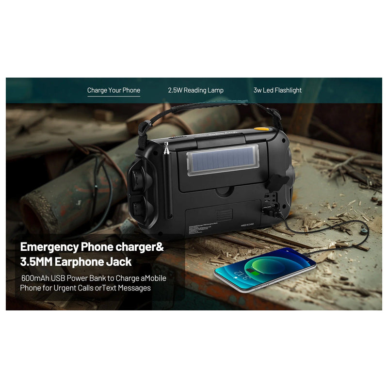 Load image into Gallery viewer, Kaito Voyager Pro KA600 Digital Solar Crank AM/FM/LW/SW NOAA Weather Radio Black