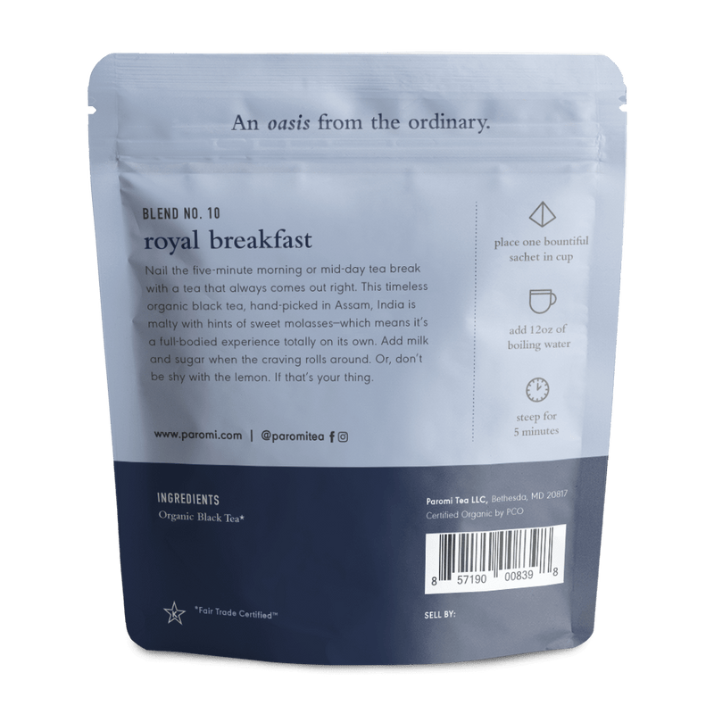 Load image into Gallery viewer, Organic Royal Breakfast Black Tea, Full Leaf, in Pyramid Tea Bags by Paromi Tea