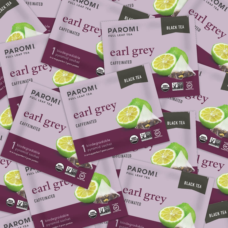 Load image into Gallery viewer, Organic Earl Grey Black Tea, Full Leaf, in Pyramid Tea Bags by Paromi Tea