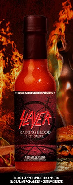 Load image into Gallery viewer, Slayer - Raining Blood Hot Sauce 5oz by Coney Island Saucery