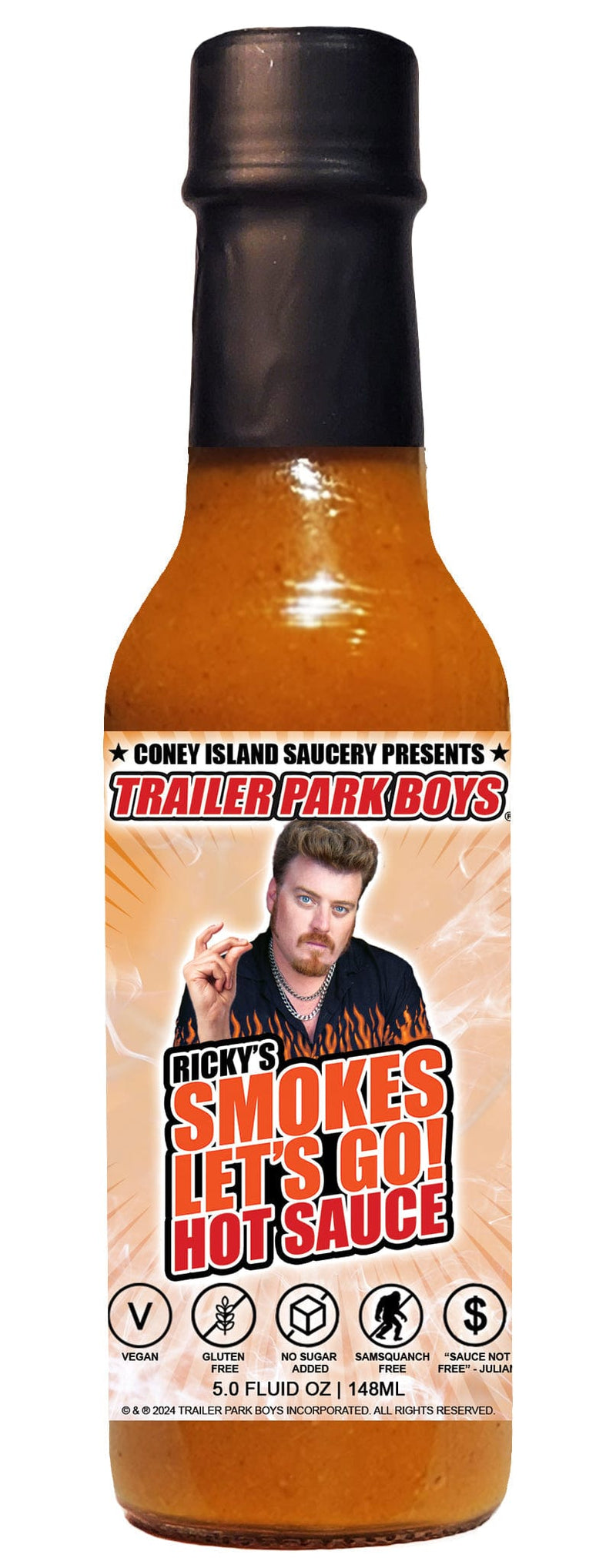 Load image into Gallery viewer, Trailer Park Boys - Ricky's Smokes Let's Go Hot Sauce 5oz by Coney Island Saucery