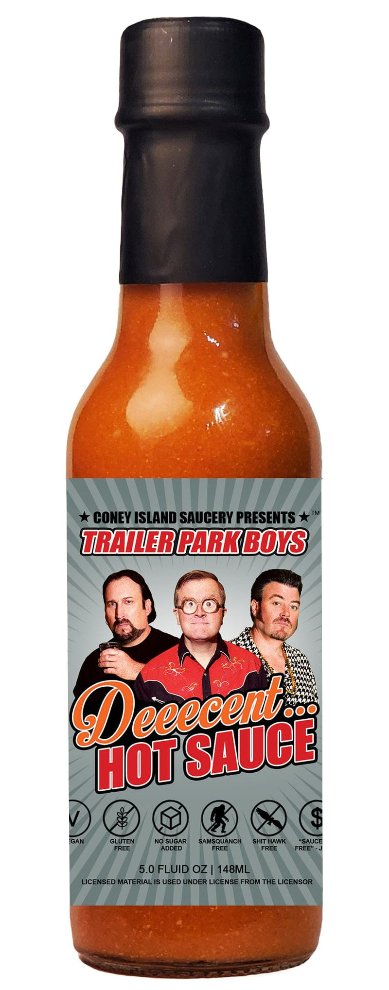 Load image into Gallery viewer, Trailer Park Boys - Deeecent Hot Sauce 5oz by Coney Island Saucery