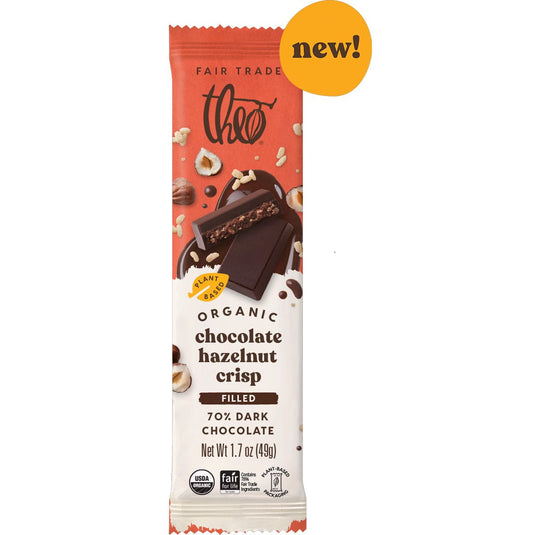 Theo's Filled Chocolate Hazelnut Crisp 70% Dark Chocolate