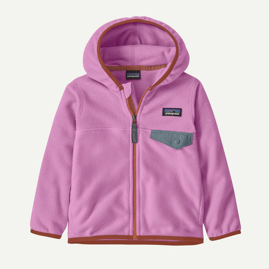 Pink hoodie with brown trim on a white background