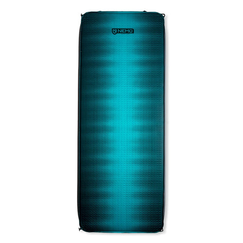 Teal camping mattress with NEMO branding on a white background