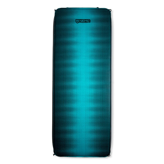 Teal camping mattress with NEMO branding on a white background