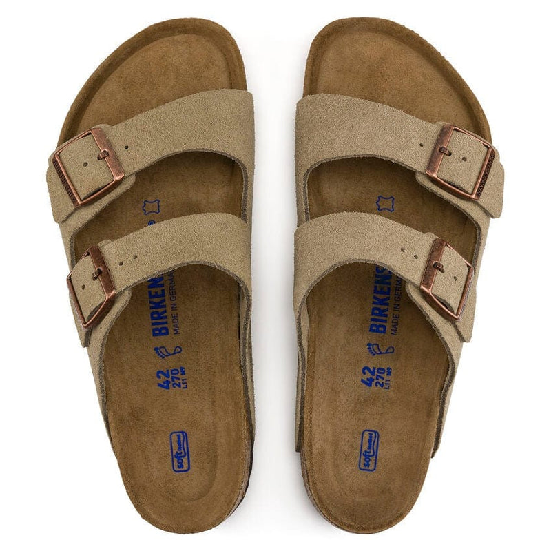 Load image into Gallery viewer, Birkenstock Arizona Narrow Soft Footbed Suede Leather Sandals Taupe Footwear Mens by Birkenstock | Campmor