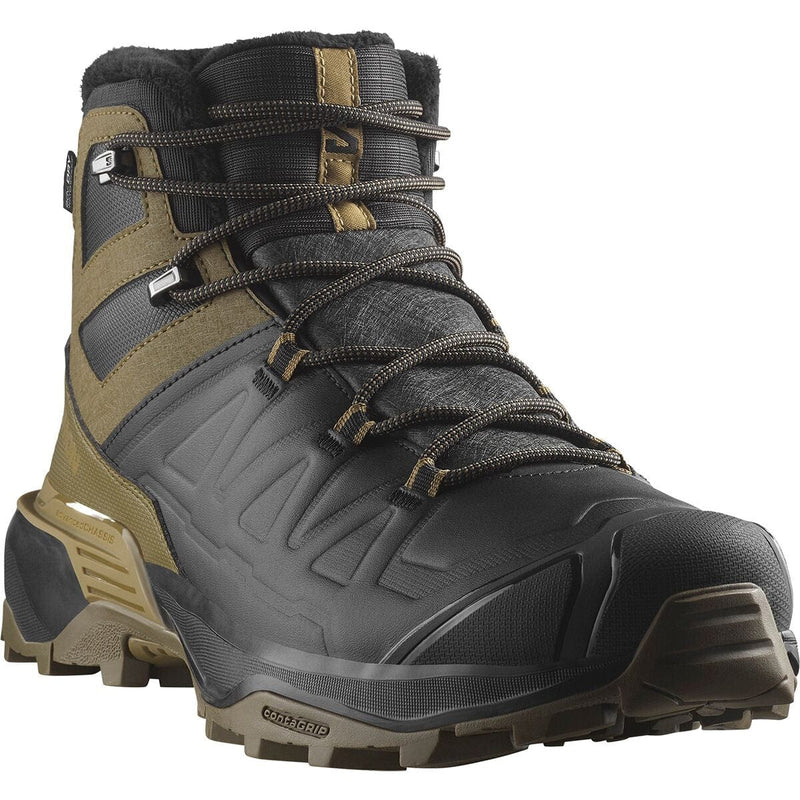 Load image into Gallery viewer, Gray and brown hiking boot with visible brand logo on a white background