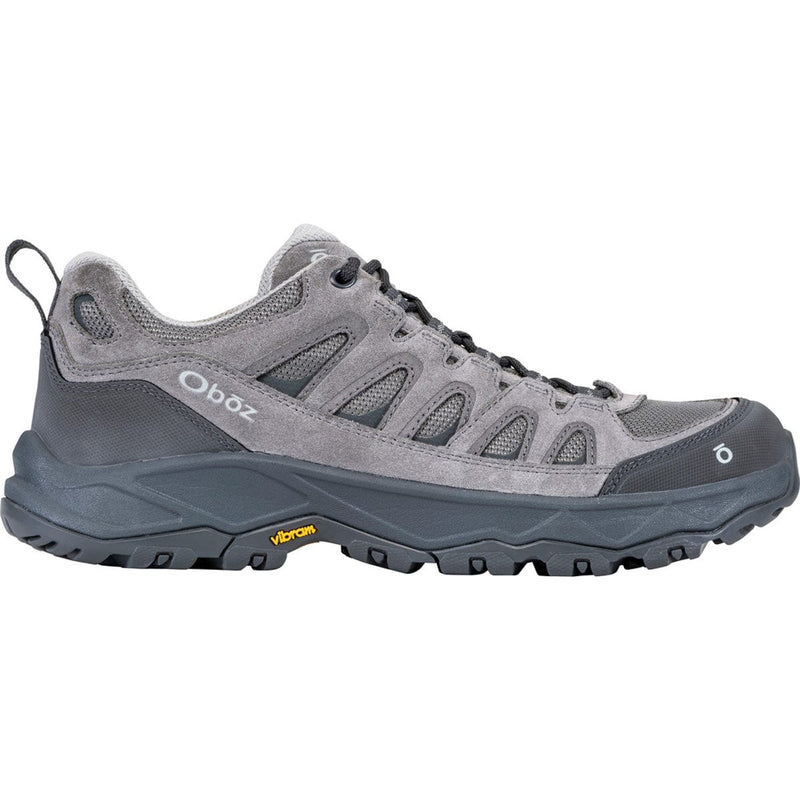 Load image into Gallery viewer, Gray hiking shoe with visible Oboz branding on a white background