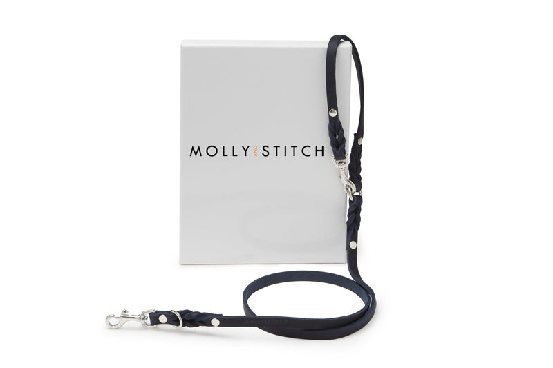 Load image into Gallery viewer, Butter Leather 2x Adjustable Dog Leash - Navy Blue by Molly And Stitch US