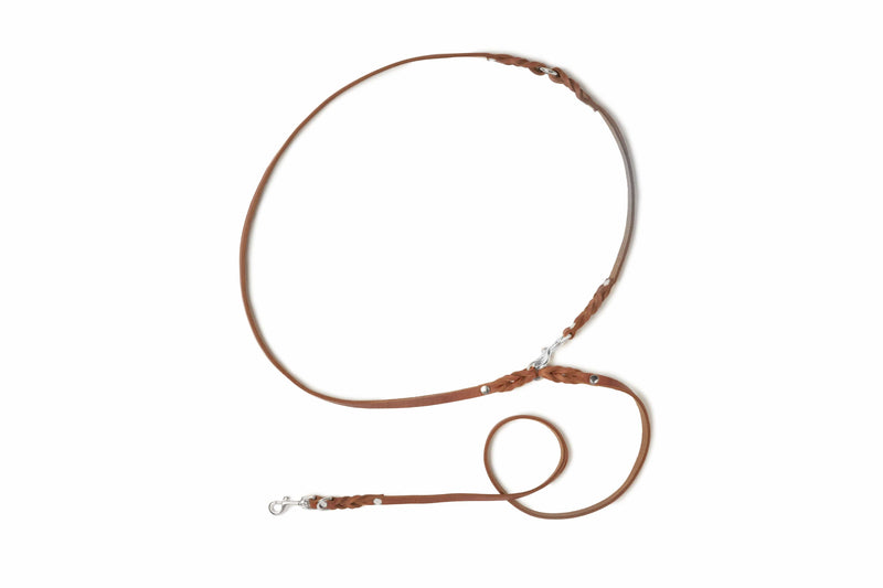 Load image into Gallery viewer, Butter Leather 3x Adjustable Dog Leash - Sahara Cognac by Molly And Stitch US