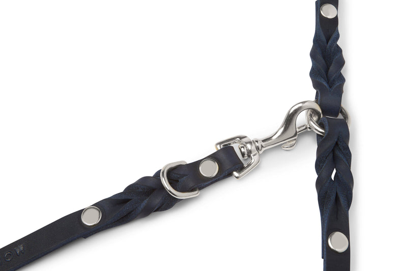 Load image into Gallery viewer, Butter Leather 2x Adjustable Dog Leash - Navy Blue by Molly And Stitch US