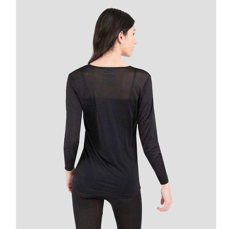 Load image into Gallery viewer, Terramar ThermaSilk CS Pointelle Silk Lightweight Long Sleeve Scoopneck Shirt - Women's