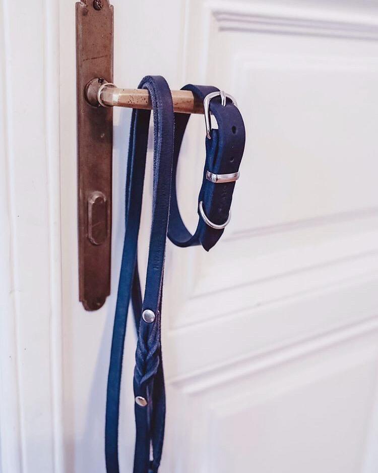Load image into Gallery viewer, Butter Leather Dog Collar - Navy Blue by Molly And Stitch US