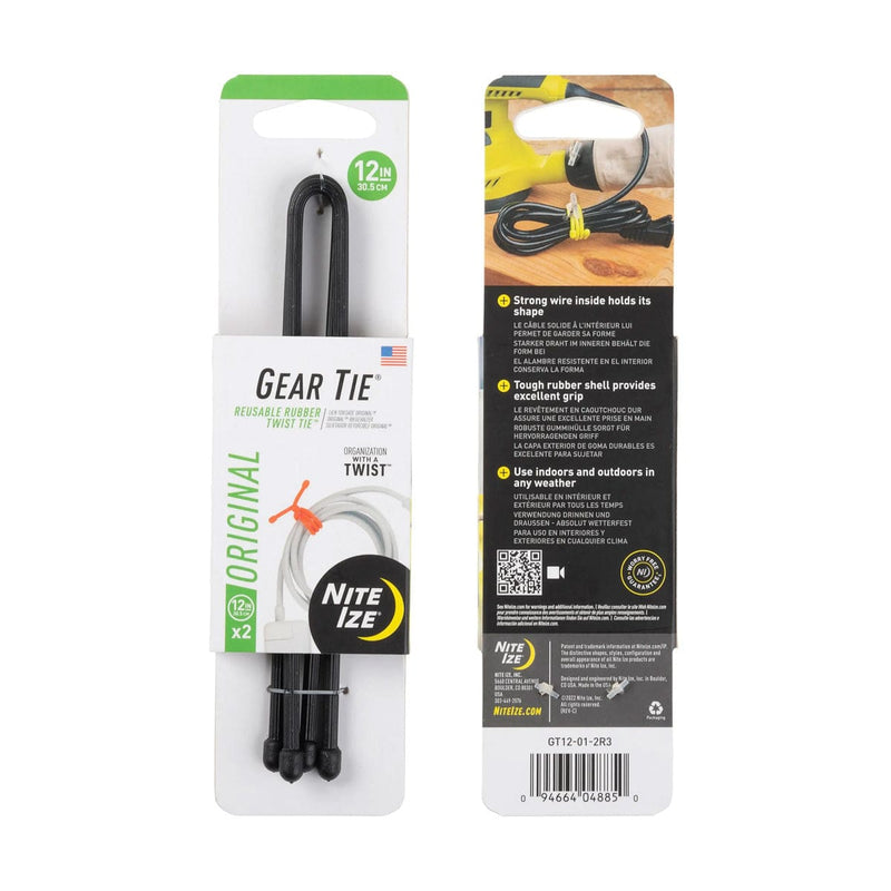 Load image into Gallery viewer, Nite Ize Gear Tie Reusable Rubber Twist Tie 12 in. - 2 Pack