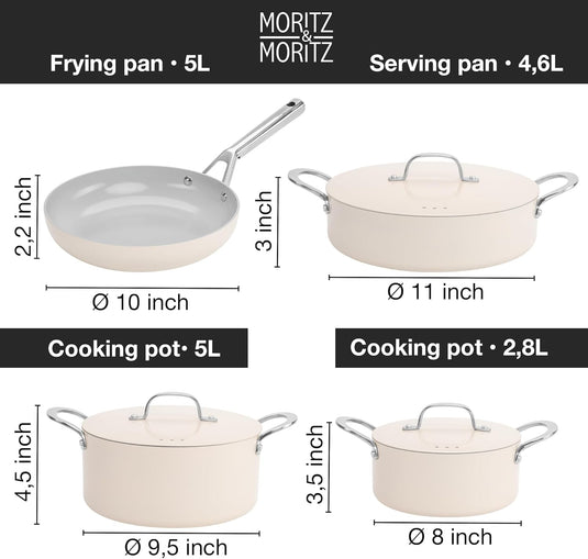 7-Piece Cast Aluminum Pot and Pan Set with Lids by Moritz & Moritz