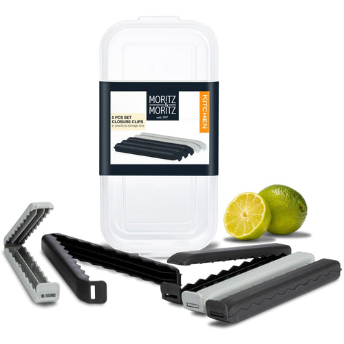 5 Large Bag Clips in Clear Box (Black) by Moritz & Moritz