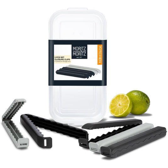 5 Large Bag Clips in Clear Box (Black) by Moritz & Moritz