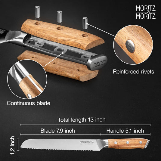 German Steel Professional Bread Knife (8 inches) by Moritz & Moritz
