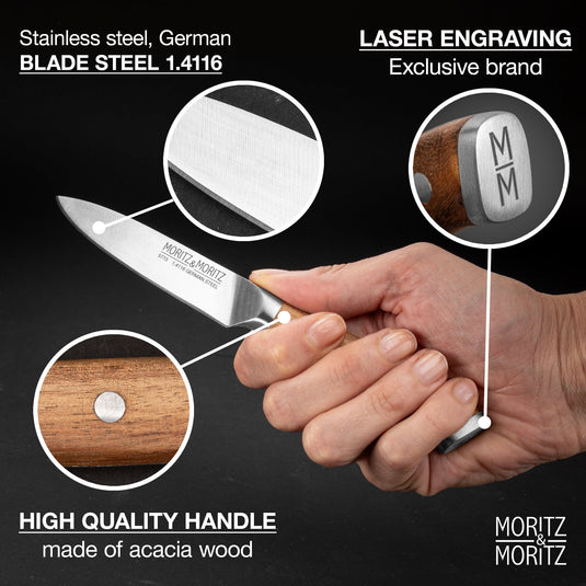 German Steel Professional Multipurpose Vegetable Knife (3.5 inches) by Moritz & Moritz