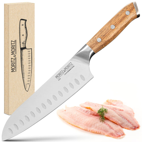 German Steel Professional Santoku Knife (7 inches) by Moritz & Moritz