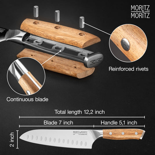 German Steel Professional Santoku Knife (7 inches) by Moritz & Moritz
