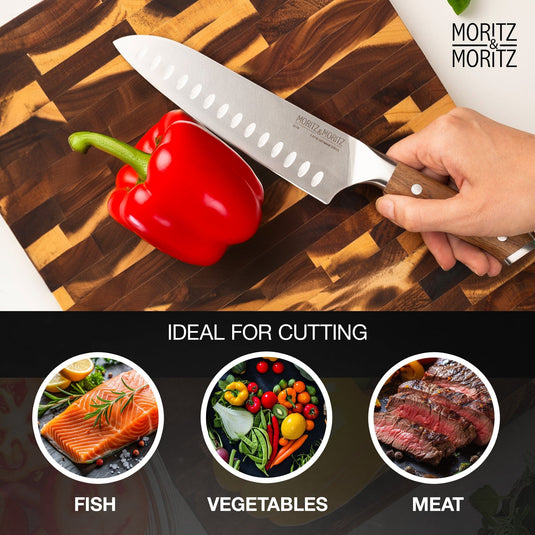 German Steel Professional Santoku Knife (7 inches) by Moritz & Moritz