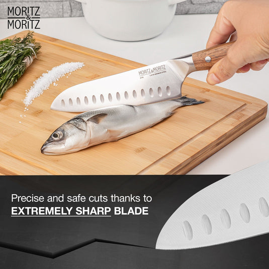 German Steel Professional Santoku Knife (7 inches) by Moritz & Moritz