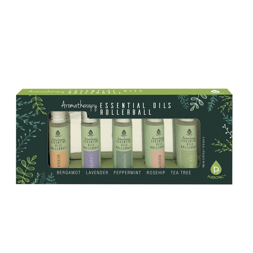 Aromatherapy Essential Oils Rollerballs (Bergamot, Lavender, Peppermint, Rosehip, Tea Tree) by Pursonic