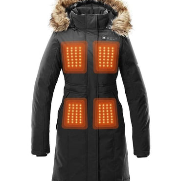 Nova Women’s Heated Parka Black by Kelvin Coats