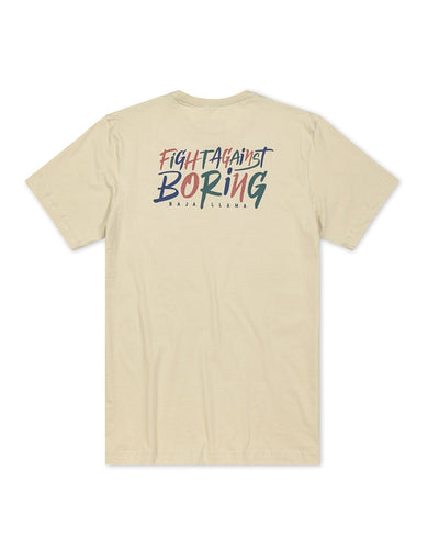 FIGHT AGAINST BORING RETRO - CREAM  PRIMO GRAPHIC TEE by Bajallama