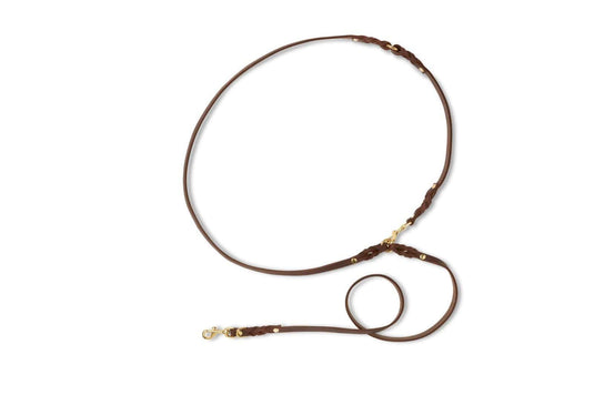 Butter Leather 3x Adjustable Dog Leash - Classic Brown by Molly And Stitch US