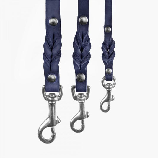 Butter Leather 2x Adjustable Dog Leash - Navy Blue by Molly And Stitch US